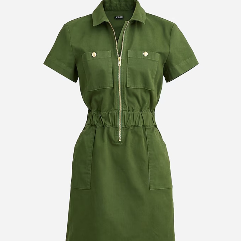 J. Crew zip front chino dress in green size 8